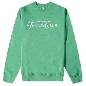SPORTY & RICH Rizoli Cotton-jersey Relaxed Fit 'Tennis Club' Logo Kelly Green Md